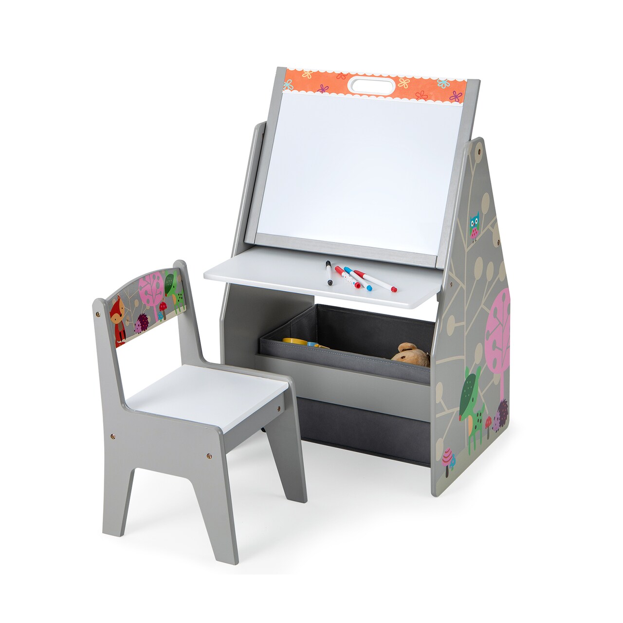 Convertible 3-in-1 Children’s Easel with Chair and Storage Compartments